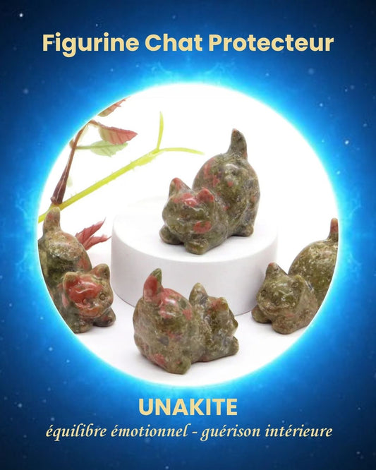 Figurine Chat Protecteur en Pierre Naturelle