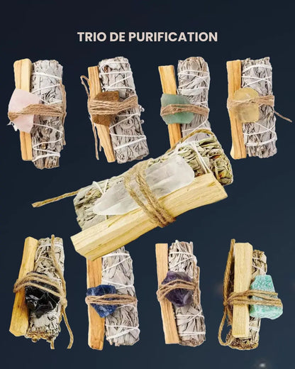 Trio de Purification – Sauge, Palo Santo & Pierre