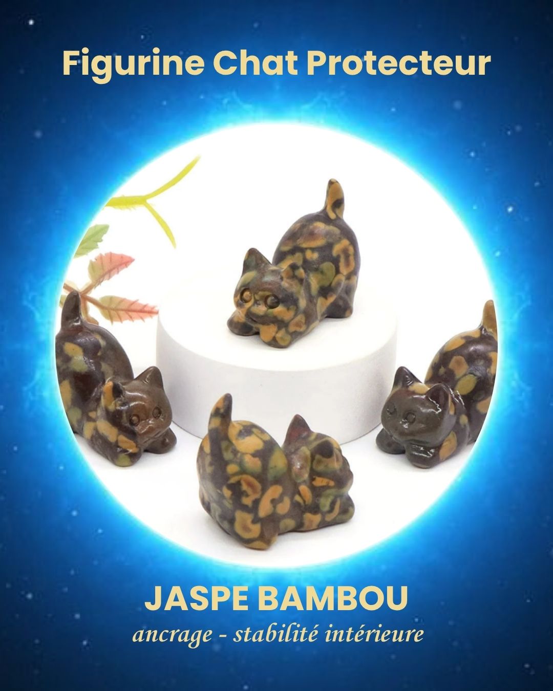 Figurine Chat Protecteur en Pierre Naturelle