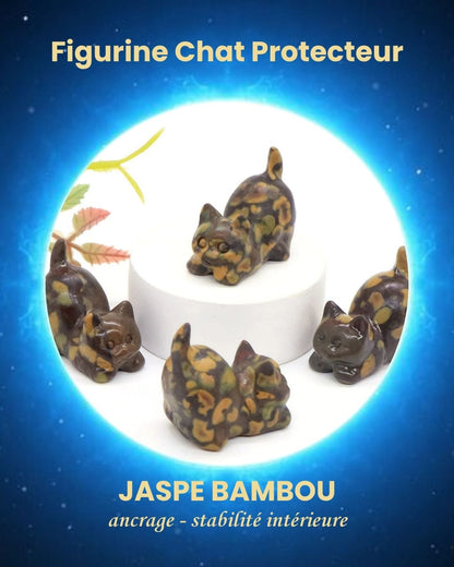 Figurine Chat Protecteur en Pierre Naturelle