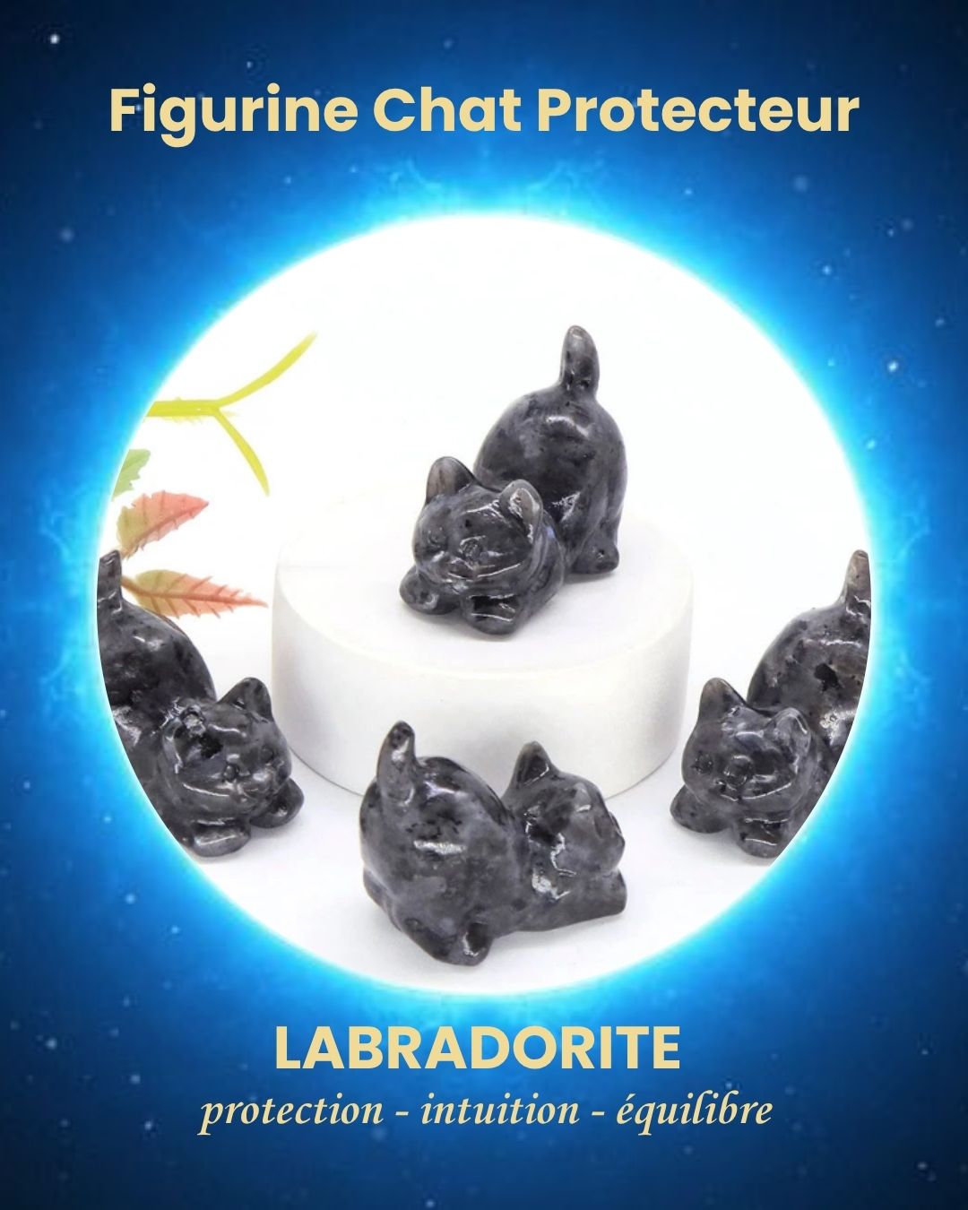 Figurine Chat Protecteur en Pierre Naturelle