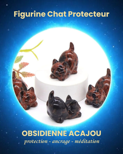 Figurine Chat Protecteur en Pierre Naturelle