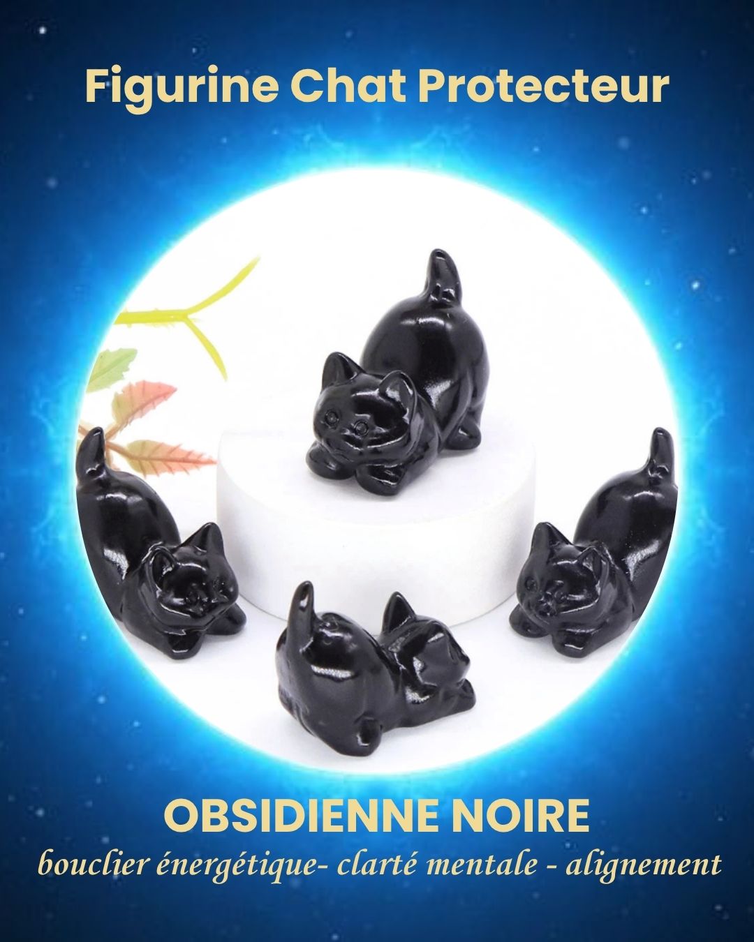Figurine Chat Protecteur en Pierre Naturelle