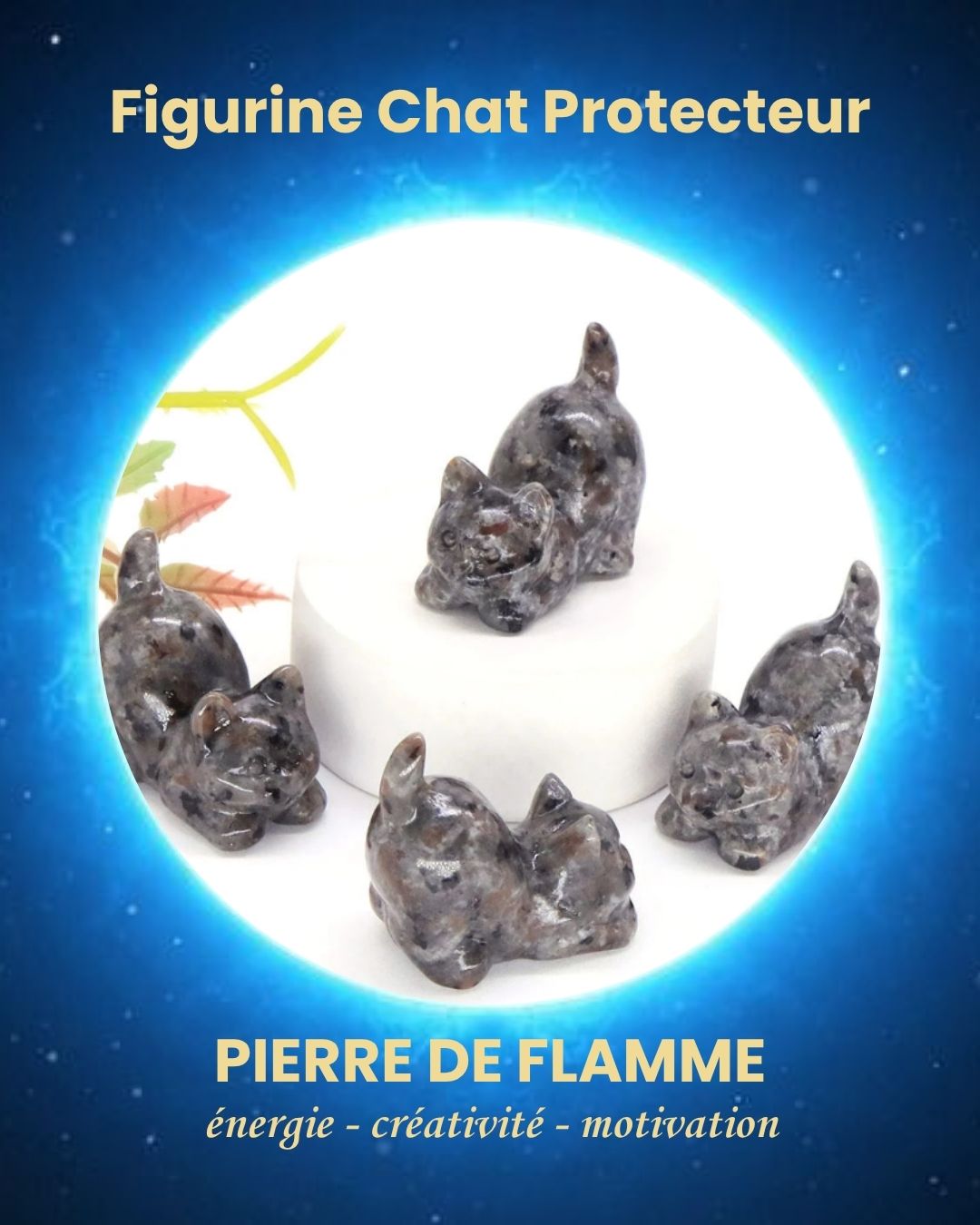Figurine Chat Protecteur en Pierre Naturelle