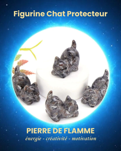 Figurine Chat Protecteur en Pierre Naturelle