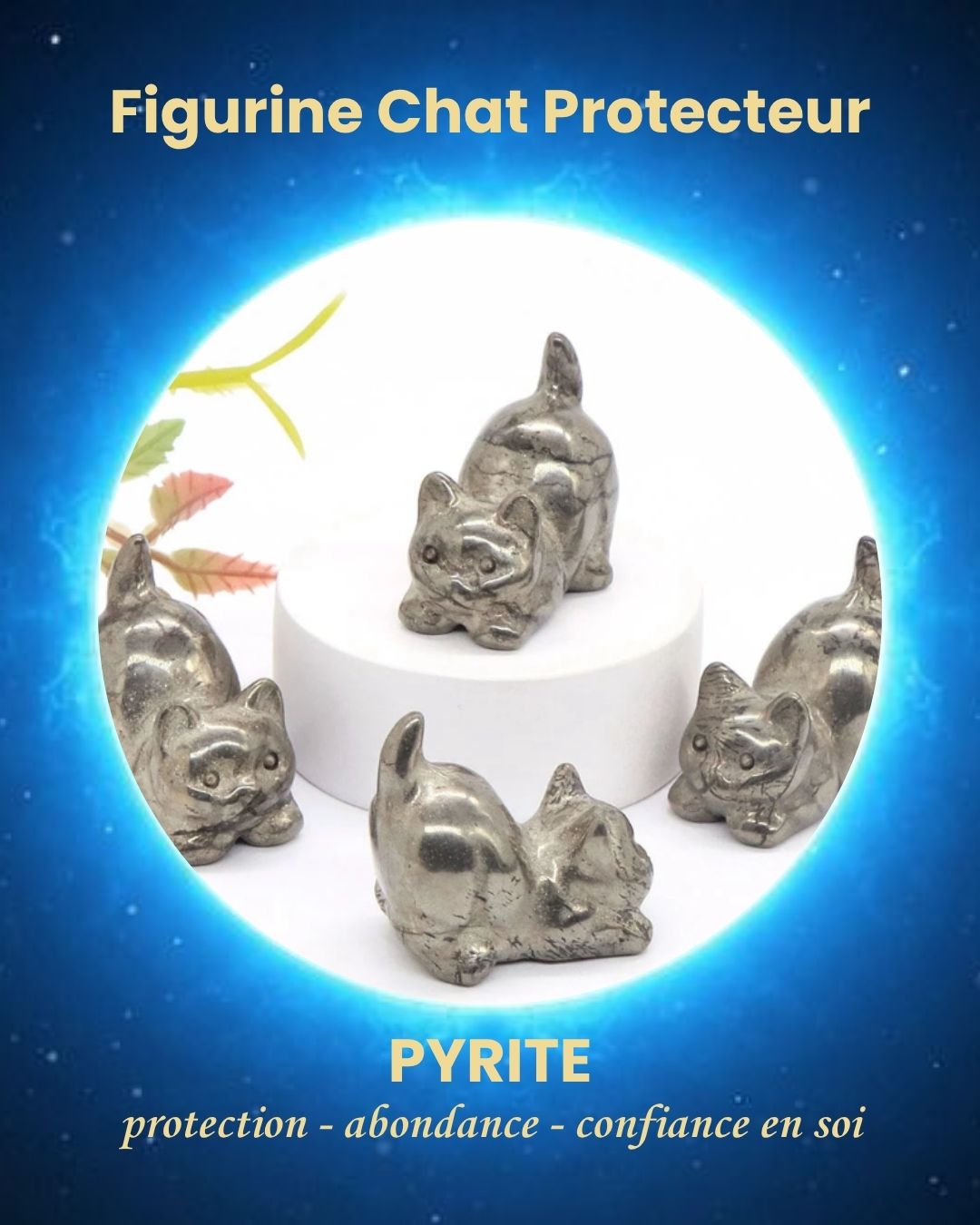 Figurine Chat Protecteur en Pierre Naturelle