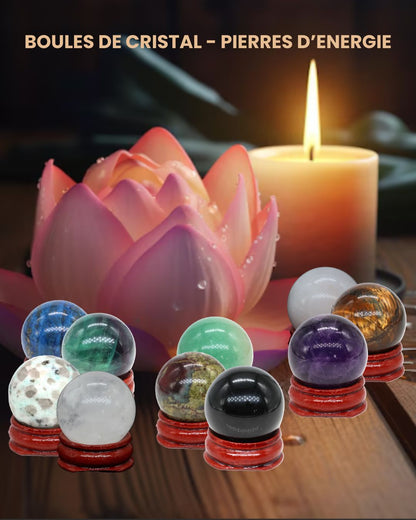 Boule de Cristal 30 mm - Pierre d'énergie (socle en option)