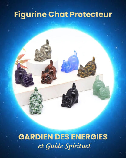 Figurine Chat Protecteur en Pierre Naturelle