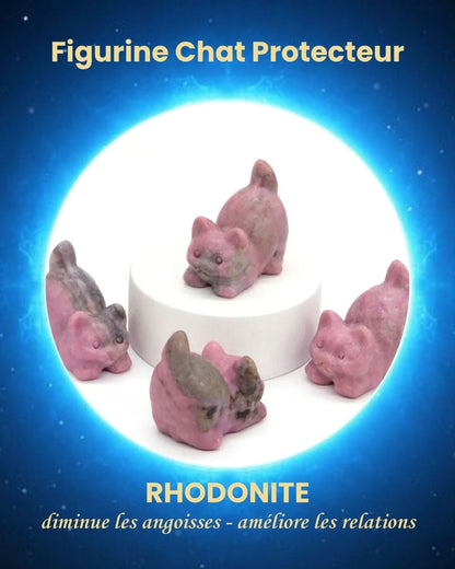 Figurine Chat Protecteur en Pierre Naturelle