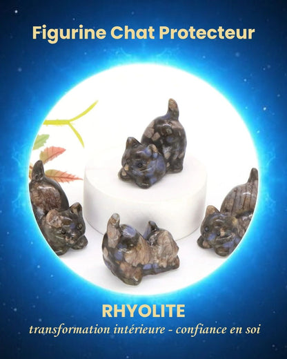 Figurine Chat Protecteur en Pierre Naturelle