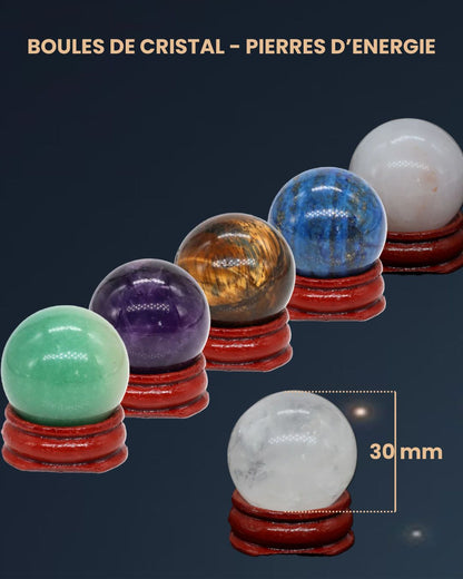 Boule de Cristal 30 mm - Pierre d'énergie (socle en option)