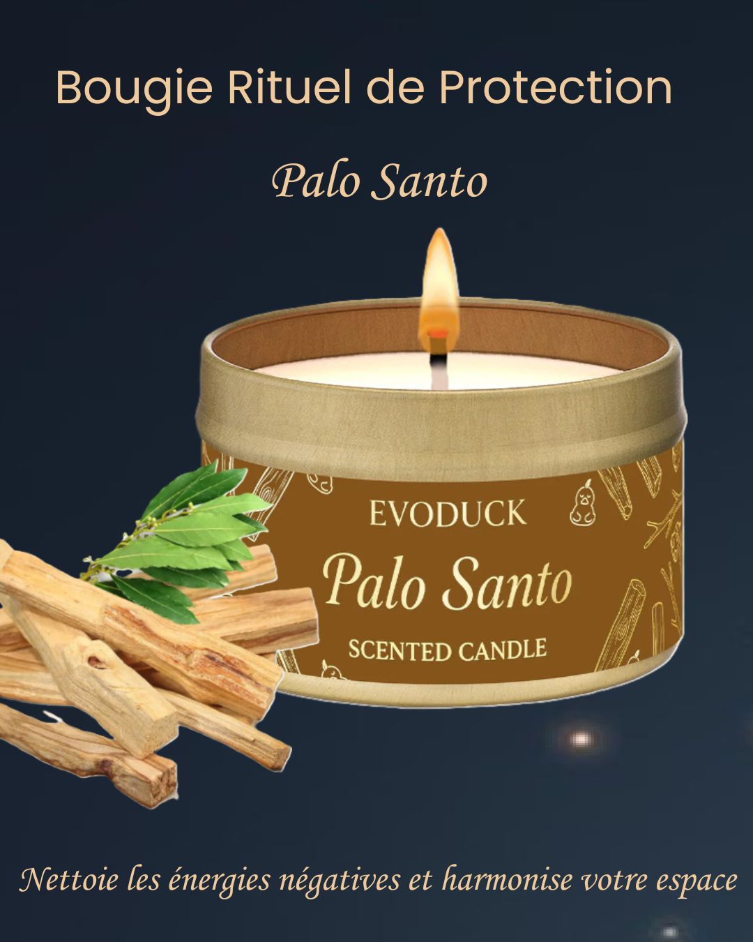 Bougie Rituel de Protection – Sauge ou Palo Santo