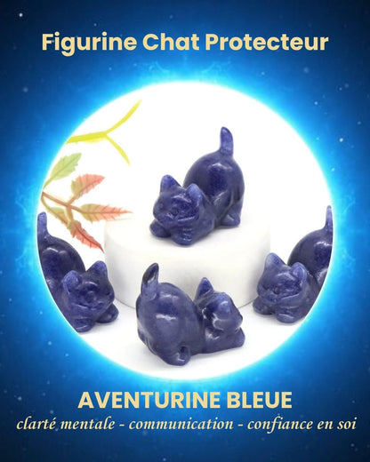 Figurine Chat Protecteur en Pierre Naturelle