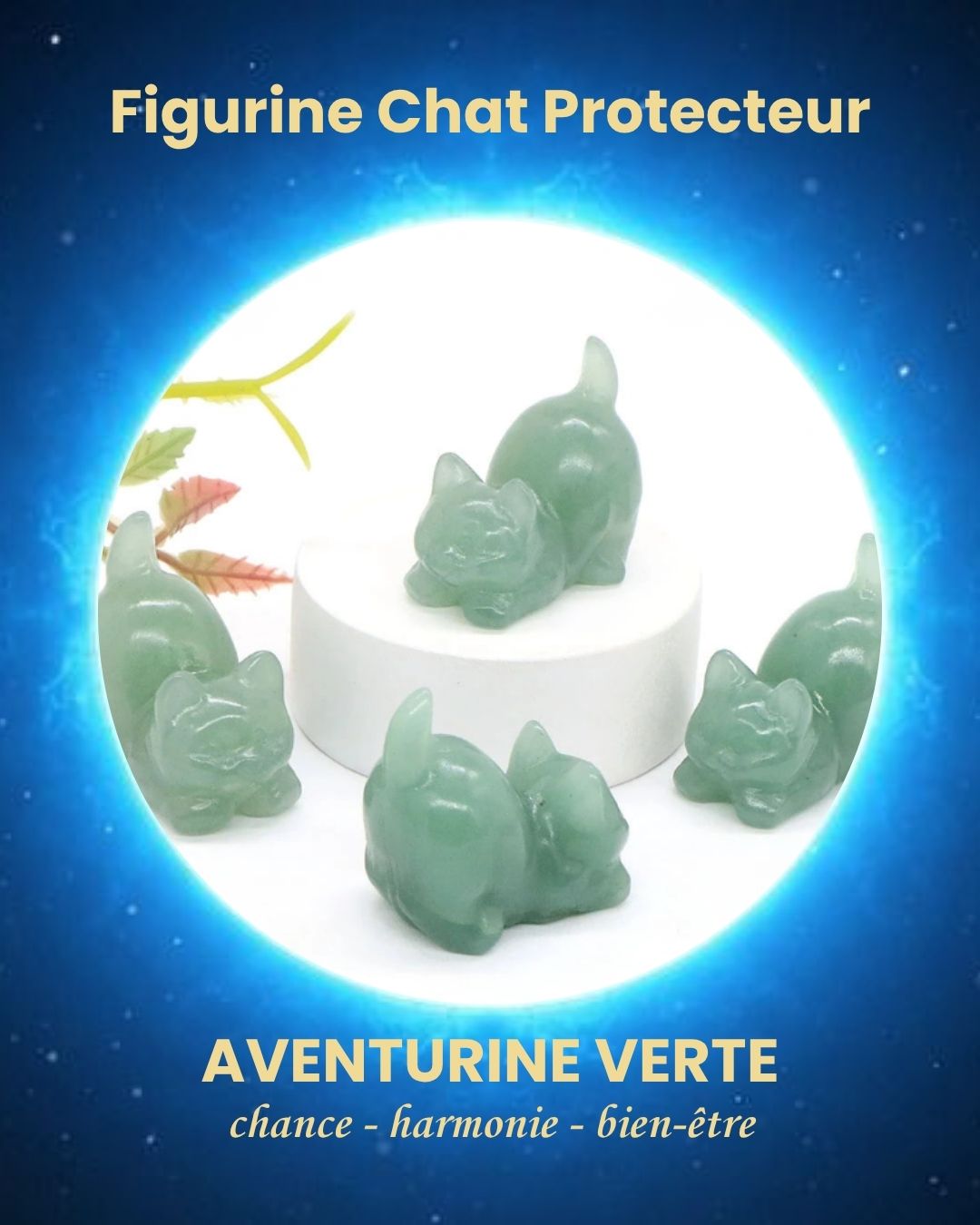 Figurine Chat Protecteur en Pierre Naturelle