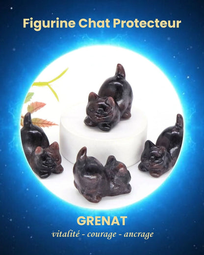 Figurine Chat Protecteur en Pierre Naturelle