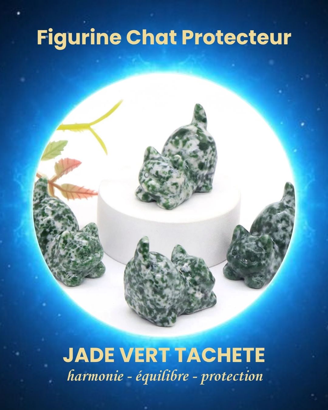 Figurine Chat Protecteur en Pierre Naturelle